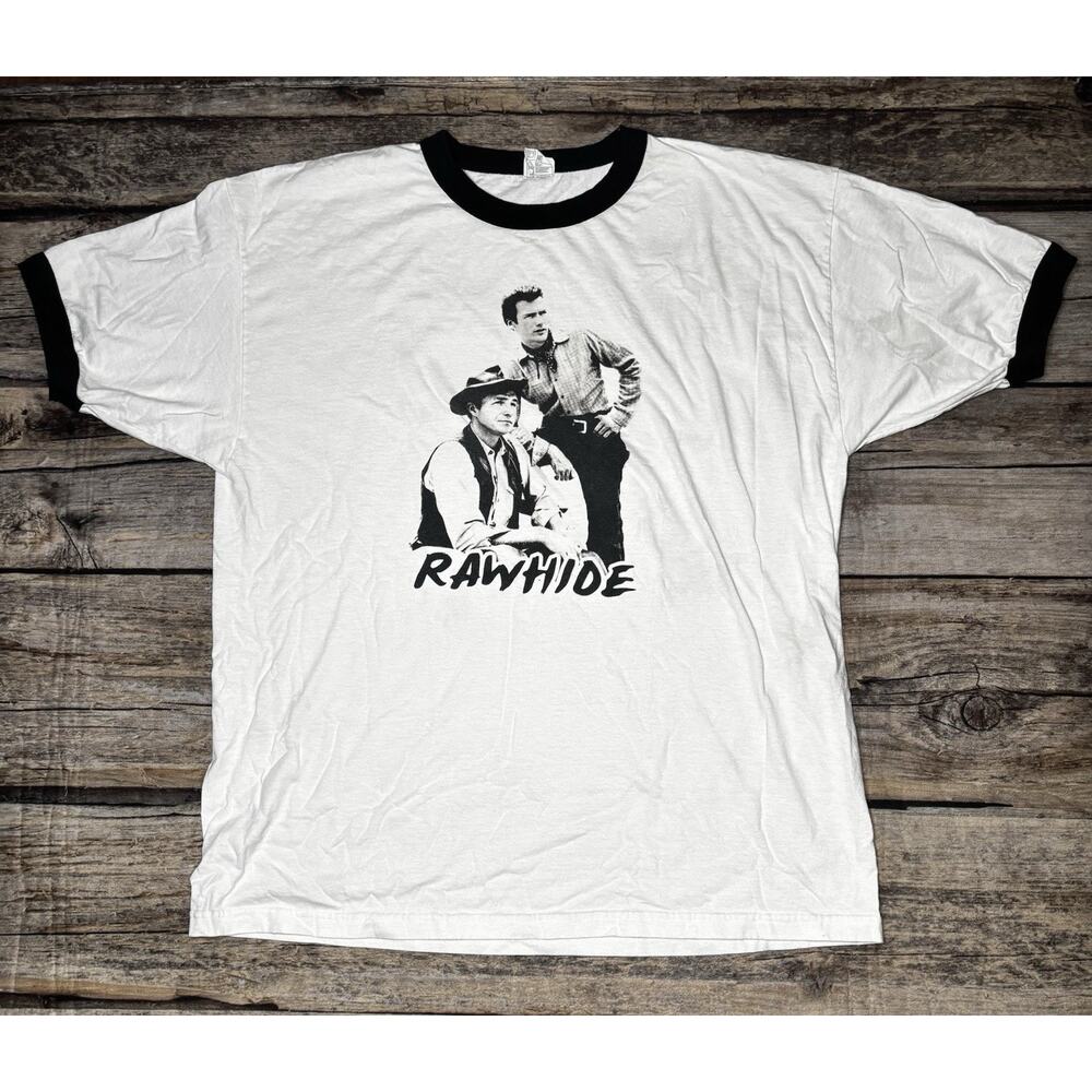 Clint Eastwood Rawhide Ringer T Shirt Mens XL Western Cowboy Graphic